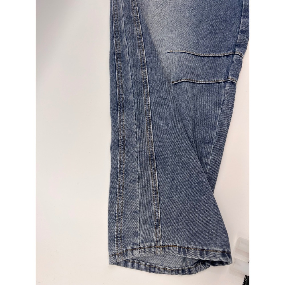 High-Waist Women's Denim Overalls in Blue - Picture 7 of 8